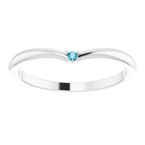 14K White Natural London Blue Topaz Stackable V Ring - BN & CO JEWELRY