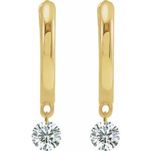 14K Yellow 1/3 CTW Drilled Natural Diamond Hinged Hoop Earrings - BN & CO JEWELRY