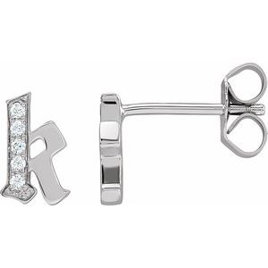 14K White .025 CTW Diamond Single Gothic Initial K Earring - BN & CO JEWELRY