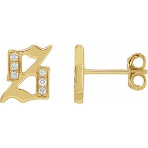14K Yellow .03 CTW Diamond Single Gothic Initial S Earring - BN & CO JEWELRY