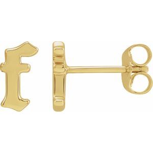 14K Yellow Single Gothic Initial F Earring - BN & CO JEWELRY