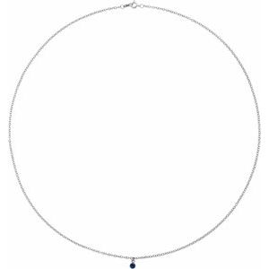 14K White Natural Blue Sapphire 16" Necklace - BN & CO JEWELRY