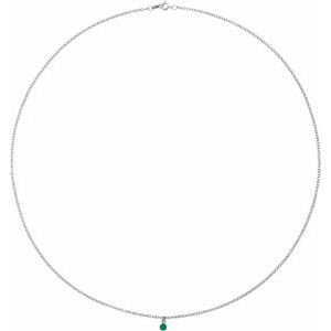 14K White Natural Emerald 16" Necklace - BN & CO JEWELRY
