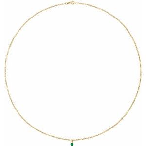 14K Yellow Natural Emerald 16" Necklace - BN & CO JEWELRY
