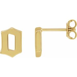 14K Yellow Single Gothic Initial O Earring - BN & CO JEWELRY
