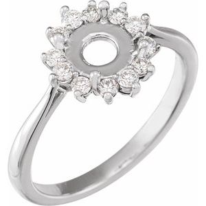 14K White 6.5 mm Round 1/4 CTW Rose-Cut Natural Diamond Engagement Ring - BN & CO JEWELRY