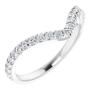 14K White 1/3 CTW Natural Diamond Contour French-Set Band - BN & CO JEWELRY