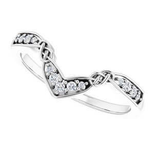 14K White .08 CTW Natural Diamond Celtic-Inspired Contour Band - BN & CO JEWELRY