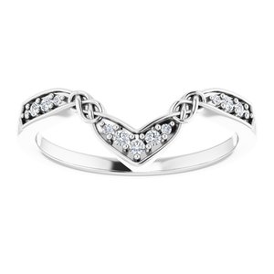 14K White .08 CTW Natural Diamond Celtic-Inspired Contour Band - BN & CO JEWELRY
