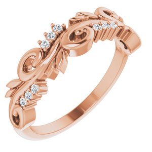 14K Rose .08 CTW Natural Diamond Floral Anniversary Band - BN & CO JEWELRY