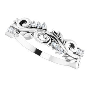 14K White .08 CTW Natural Diamond Floral Anniversary Band - BN & CO JEWELRY