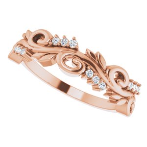 14K Rose .08 CTW Natural Diamond Floral Anniversary Band - BN & CO JEWELRY
