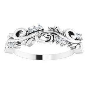 14K White .08 CTW Natural Diamond Floral Anniversary Band - BN & CO JEWELRY