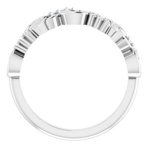 14K White .08 CTW Natural Diamond Floral Anniversary Band - BN & CO JEWELRY