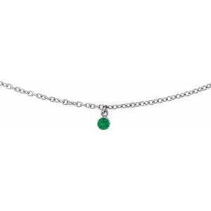 14K White Natural Emerald 16" Necklace - BN & CO JEWELRY