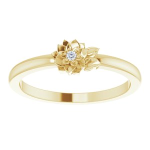 14K Yellow .015 CT Diamond Flower Ring Size 5 - BN & CO JEWELRY