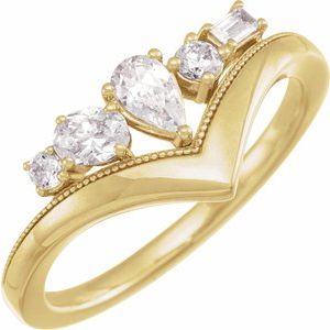 14K Yellow 1/2 CTW Lab-Grown Diamond V Ring - BN & CO JEWELRY