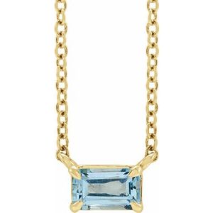 14K Yellow Natural Aquamarine Claw-Prong 18" Necklace - BN & CO JEWELRY