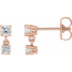 14K Rose 1/3 CTW Natural Diamond Two-Stone Earrings - BN & CO JEWELRY