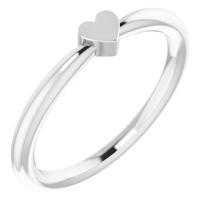 14K White 1-Heart Family Engravable Ring - BN & CO JEWELRY