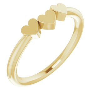 14K Yellow 3-Heart Family Engravable Ring - BN & CO JEWELRY