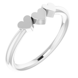 14K White 3-Heart Family Engravable Ring - BN & CO JEWELRY
