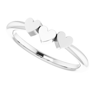 14K White 3-Heart Family Engravable Ring - BN & CO JEWELRY