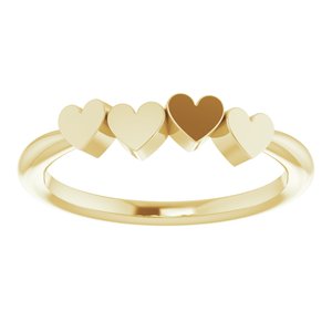 14K Yellow 4-Heart Family Engravable Ring - BN & CO JEWELRY
