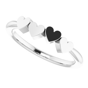 Sterling Silver 4-Heart Family Engravable Ring - BN & CO JEWELRY