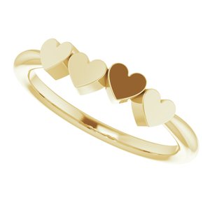 14K Yellow 4-Heart Family Engravable Ring - BN & CO JEWELRY