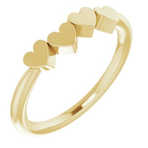 14K Yellow 4-Heart Family Engravable Ring - BN & CO JEWELRY
