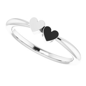 14K White 2-Heart Family Engravable Ring - BN & CO JEWELRY