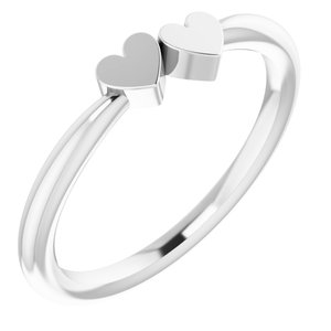 14K White 2-Heart Family Engravable Ring - BN & CO JEWELRY