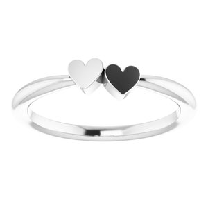 14K White 2-Heart Family Engravable Ring - BN & CO JEWELRY