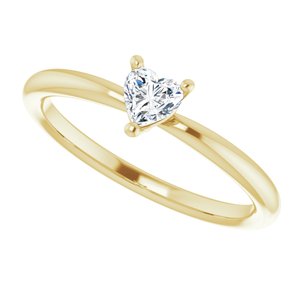14K Yellow Natural White Sapphire Heart Solitaire Ring - BN & CO JEWELRY