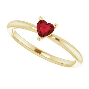 14K Yellow Natural Mozambique Garnet Heart Solitaire Ring - BN & CO JEWELRY