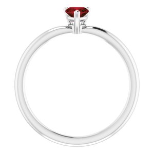 Sterling Silver Natural Mozambique Garnet Heart Solitaire Ring - BN & CO JEWELRY