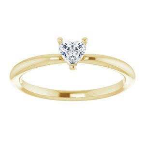 14K Yellow Natural White Sapphire Heart Solitaire Ring - BN & CO JEWELRY