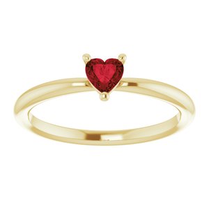 14K Yellow Natural Mozambique Garnet Heart Solitaire Ring - BN & CO JEWELRY