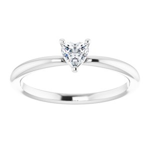 Sterling Silver Natural White Sapphire Heart Solitaire Ring - BN & CO JEWELRY