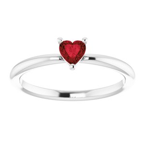 Sterling Silver Natural Mozambique Garnet Heart Solitaire Ring - BN & CO JEWELRY