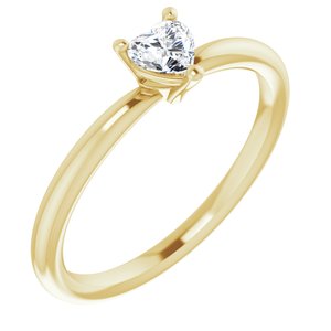 14K Yellow Natural White Sapphire Heart Solitaire Ring - BN & CO JEWELRY