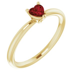 14K Yellow Natural Mozambique Garnet Heart Solitaire Ring - BN & CO JEWELRY