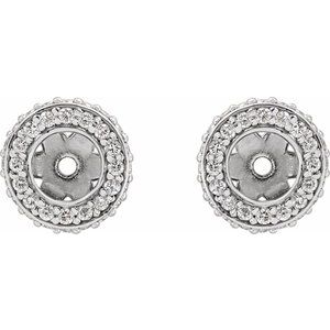 14K White 1/5 CTW Natural Diamond Earrings Jacket with 3.5 mm ID - BN & CO JEWELRY