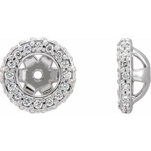 14K White 1/5 CTW Natural Diamond Earrings Jacket with 4.5 mm ID - BN & CO JEWELRY