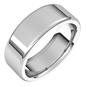 14K White 7 mm Flat Comfort Fit Round Edge Band - BN & CO JEWELRY