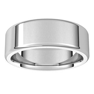 14K White 7 mm Flat Comfort Fit Round Edge Band - BN & CO JEWELRY