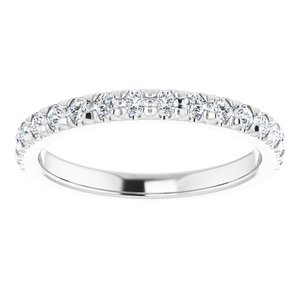 14K White 1/2 CTW Natural Diamond French-Set Matching Band - BN & CO JEWELRY