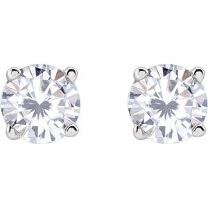 14K White 4 mm Stuller Lab-Grown Moissanite Stud Earrings with Friction Post - BN & CO JEWELRY