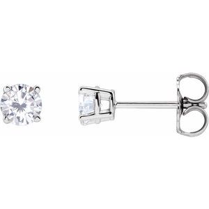 14K White 4 mm Stuller Lab-Grown Moissanite Stud Earrings with Friction Post - BN & CO JEWELRY